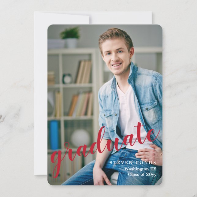 Invitación de Graduación de Foto de Graduado (Anverso)