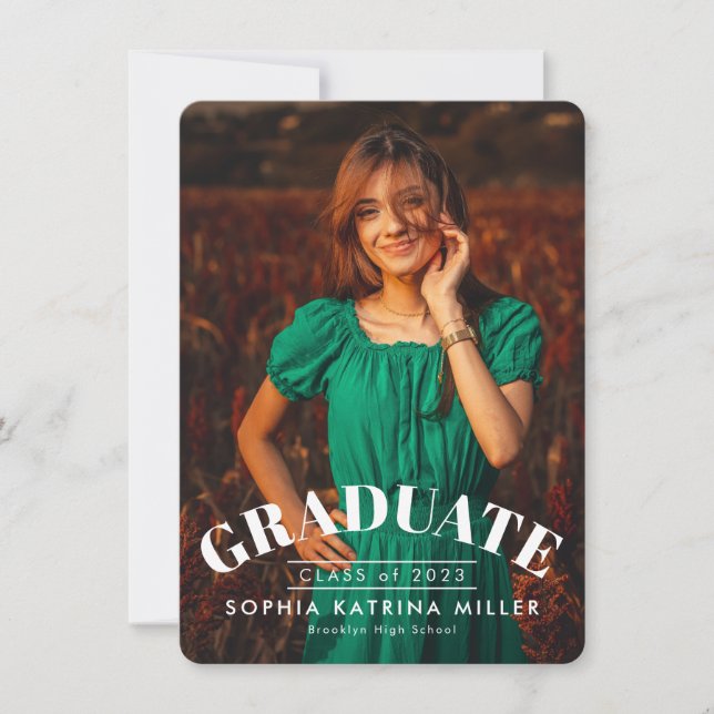 Invitación de Graduación de Foto de Graduado de Pr (Anverso)