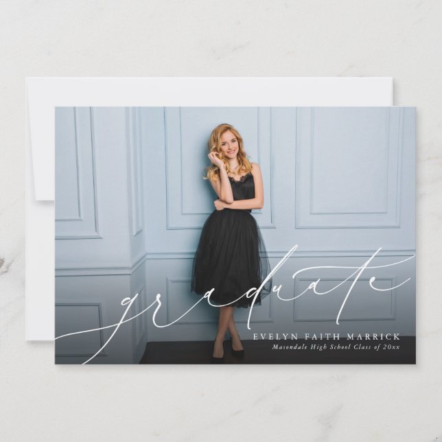Invitación de graduación de foto de guión clásico (Anverso)