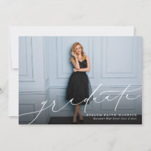 Invitación de graduación de foto de guión clásico