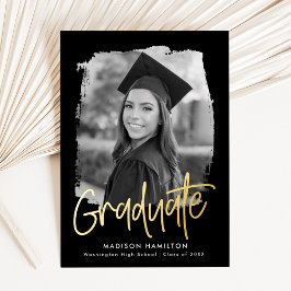 Invitación de graduación de foto de guión de Relie