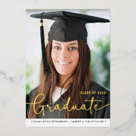 Invitación de graduación de foto de guión de Relie