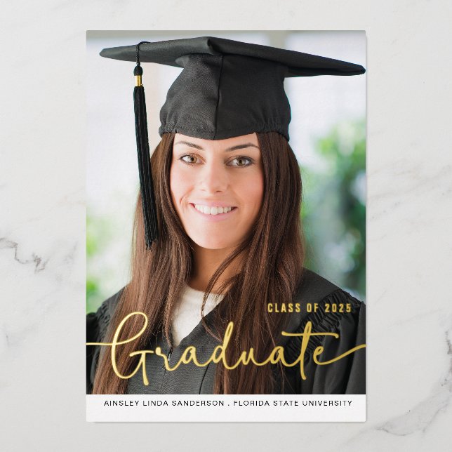 Invitación de graduación de foto de guión de Relie (Anverso)
