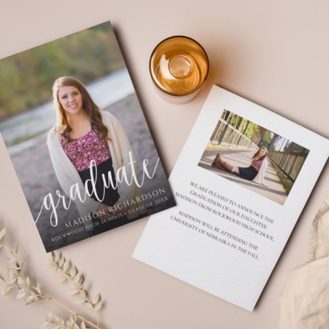 Invitación de Graduación de Foto de Guión Moderno  (Subido por el creador)