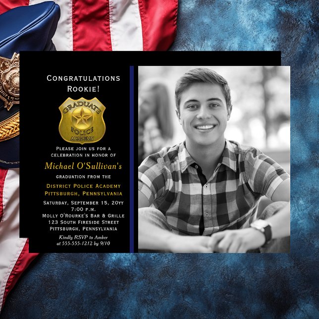 Invitación de graduación de foto de la policía | F (Police "Graduate" Photo Graduation Announcement | Party Invitation - Print | Download)