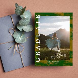 Invitación de Graduación de Foto de Marble de Oro