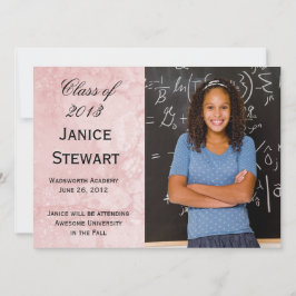 Invitación de graduación de foto de mármol rosa