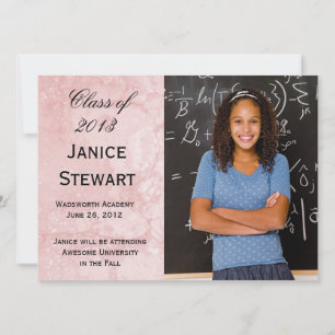Invitación de graduación de foto de mármol rosa