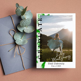 Invitación de graduación de foto de mármol verde