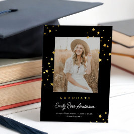 Invitación de graduación de foto de moda Gold Star