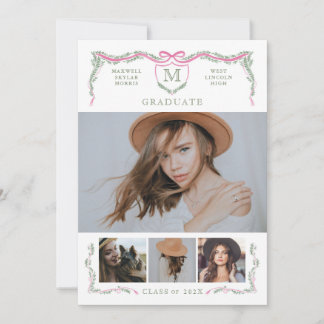 Invitación de Graduación de Foto de Monograma de E