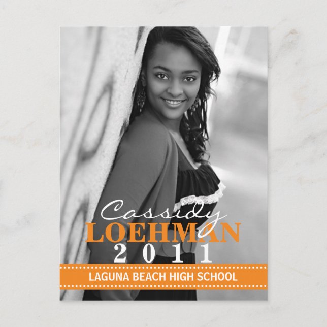 Invitación de graduación de foto de Naranja mandar (Anverso)