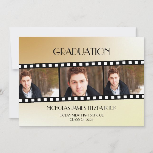 Invitación de graduación de foto de película en ti (Anverso)