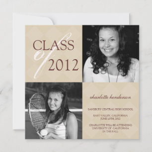 Invitación de graduación de foto de plaza de diama
