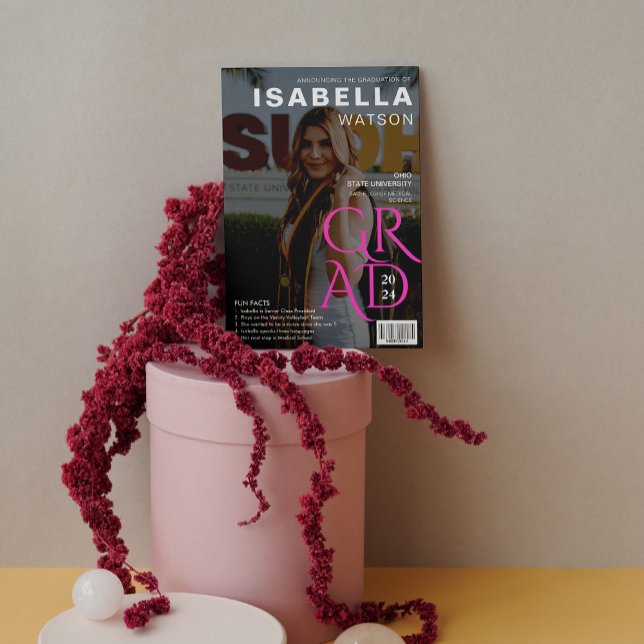 Invitación de Graduación de Foto de Portada de Rev (Magazine Cover Photo Graduation Announcement)