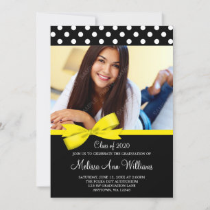 Invitación de graduación de foto de punto polka am