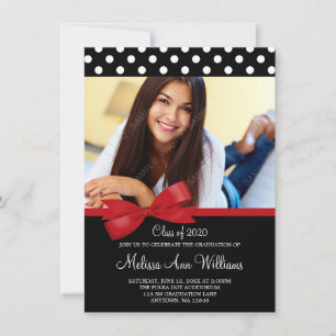Invitación de graduación de foto de puntos de polk