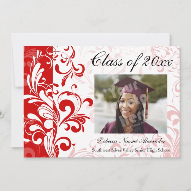 Invitación De Graduación De Foto De Red Stunning S (Anverso)