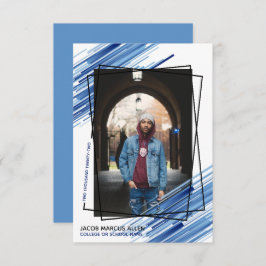 Invitación de Graduación de Foto de Resumen Azul d