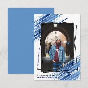 Invitación de Graduación de Foto de Resumen Azul d