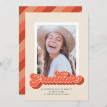 Invitación de Graduación de Foto de Retro Vibes (C