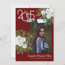 Invitación de Graduación de Foto de Rosa Blanca en