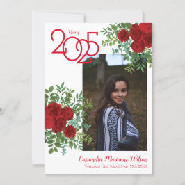 Invitación de Graduación de Foto de Rosa Roja
