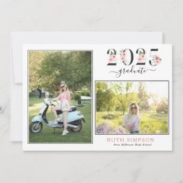 Invitación de Graduación de Foto de Rubor Floral Y