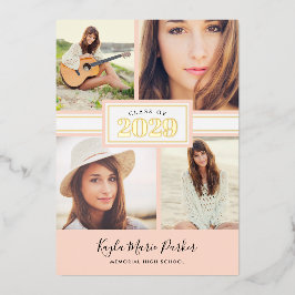 Invitación de Graduación de Foto de Rubor y Reliev