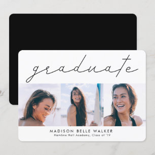 Invitación de Graduación de Foto de Script 3 Gradu