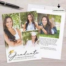 Invitación de Graduación de Foto de Script Moderno