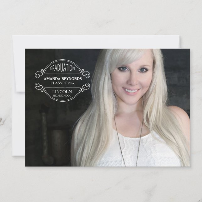 Invitación de Graduación de Foto de Sello de Gradu (Anverso)