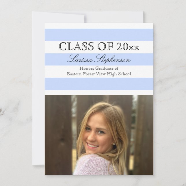 Invitación de graduación de foto de tira periwinkl (Anverso)