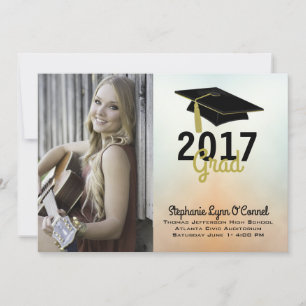 Invitación de Graduación de Foto de Título de Grad