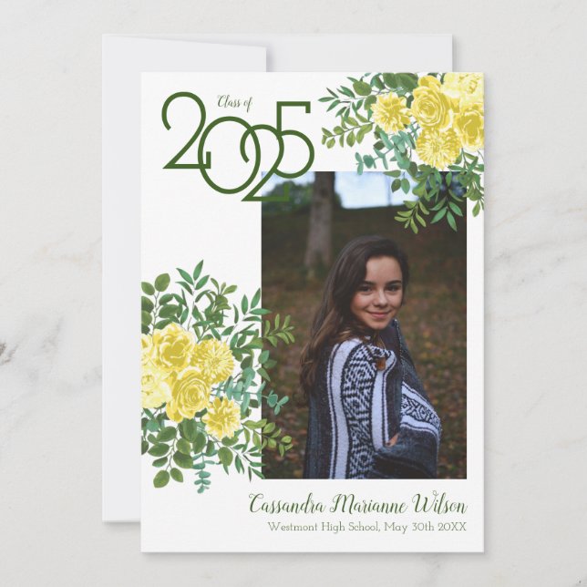 Invitación de graduación de foto de vegetación de  (Anverso)