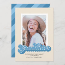 Invitación de Graduación de Foto de Vibes Retro (A