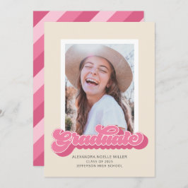 Invitación de Graduación de Foto de Vibes Retro (R