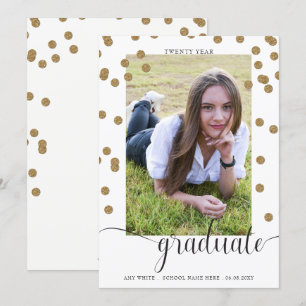 Invitación de Graduación de Foto de White Gold Con