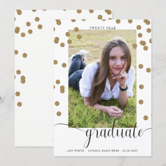 Invitación de Graduación de Foto de White Gold Con