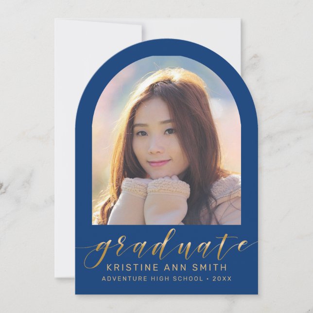 Invitación de Graduación de Foto del Arco de Oro A (Anverso)