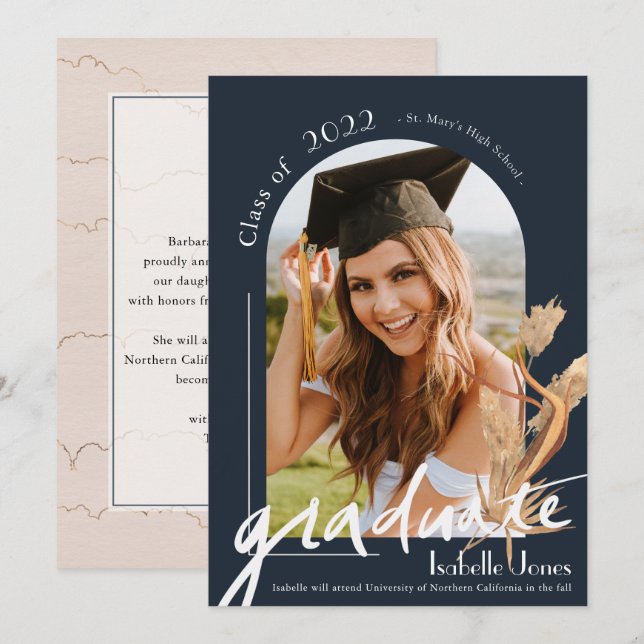 Invitación de Graduación de Foto del Arco Naval de (Anverso / Reverso)