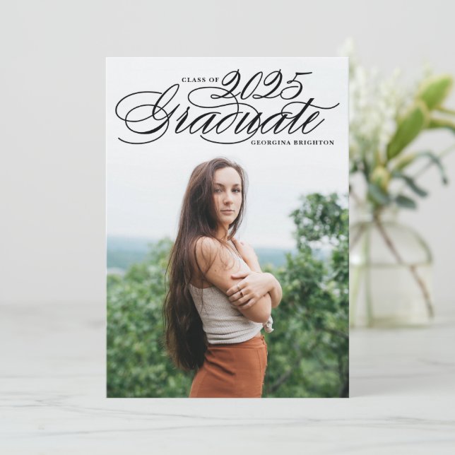 Invitación de graduación de foto Elegant Script 20 (Anverso de pie)