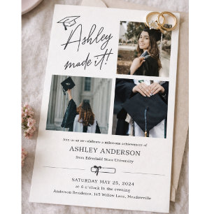 Invitación de Graduación de Foto Ella lo Logró E