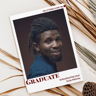 Invitación de Graduación de Foto en Borgoña Blanca
