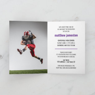 Invitación de graduación de foto en negrita morada