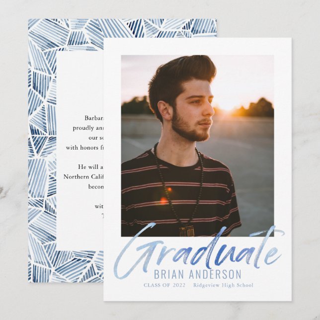 Invitación de Graduación de Foto Escrita A Mano Az (Anverso / Reverso)