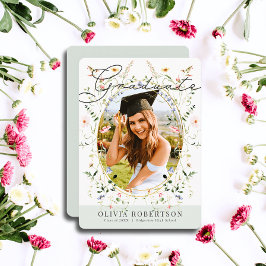 Invitación de Graduación de Foto Floral de Flor Si