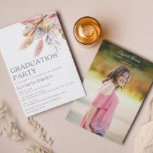 Invitación de Graduación de Foto Floral de Moda Bo