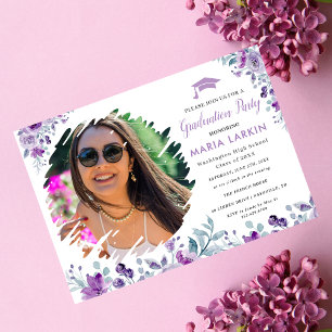 Invitación de Graduación de Foto Floral Lilac