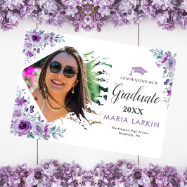 Invitación de Graduación de Foto Floral Lilac